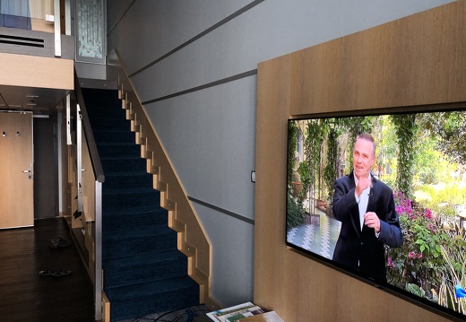 View of TV from living area